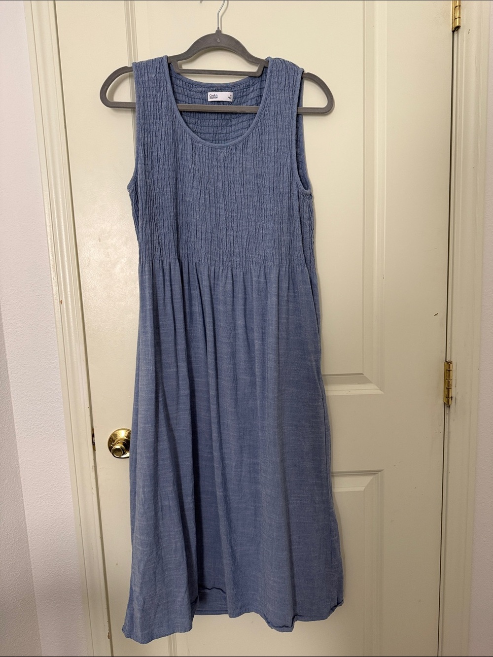 croft & barrow Chambray Sleeveless Smocked Midi Dress